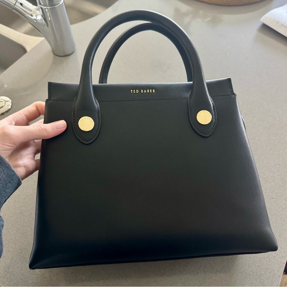 ted baker mini work tote bag, black leather tote bag